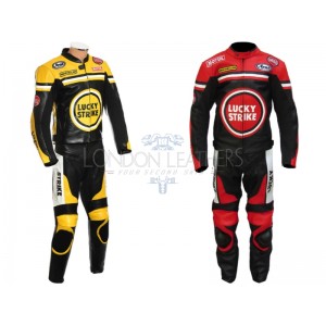 Custom Made Lucky Strike Leather Motorcycle Suit